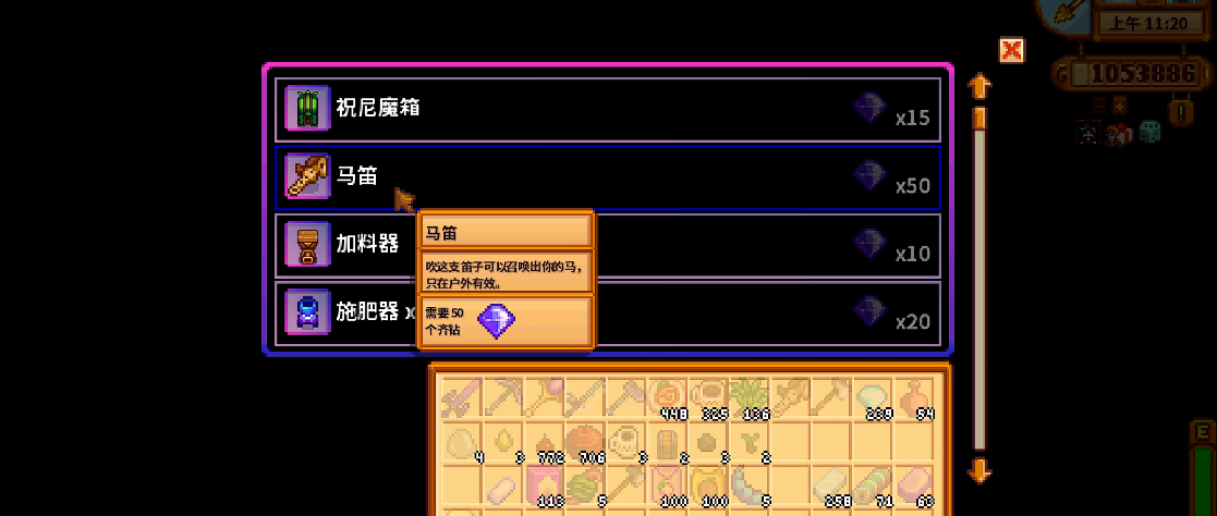 星露谷物语齐钻商店有什么