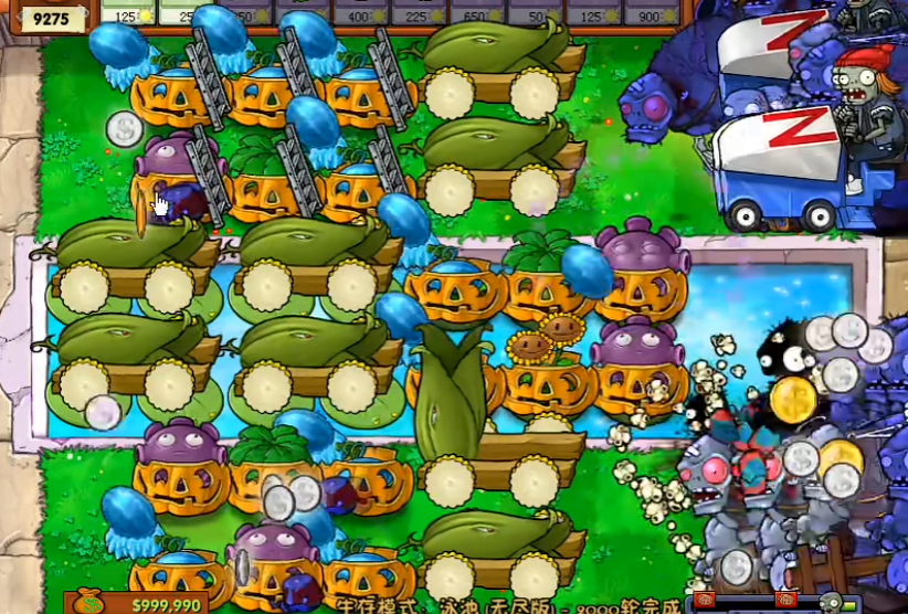 植物大战僵尸无尽模式怎么搭梯子