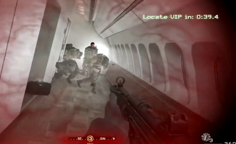 使命召唤4在飞机上的那关怎么打